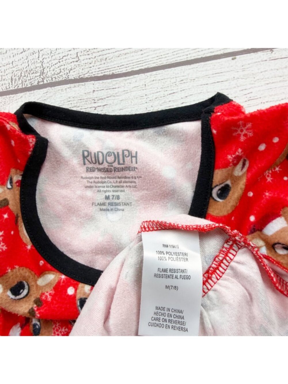 Rudolph Red Nosed Reindeer Girls Christmas Nightgown Long Sleeve Ruffle M 7-8 - Picture 2 of 3